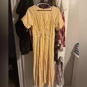 Free People Floral Yellow Maxi Dress
